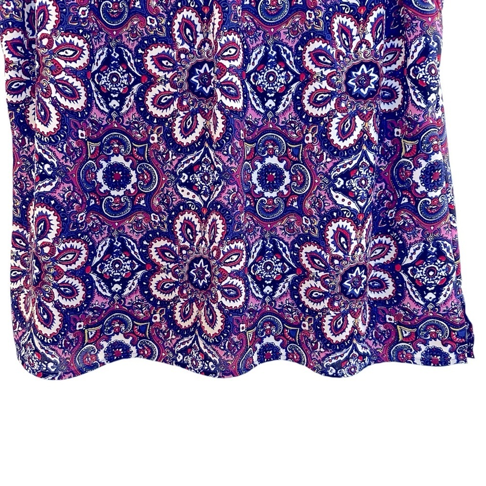 Talbots boho paisley ruffle neck ruched sleeveless top Medium - Picture 6 of 13